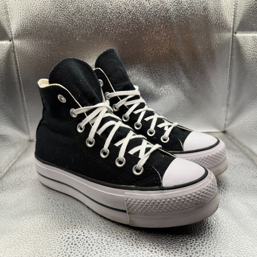 Size 5.5 Converse Chuck Taylor All Star Platform Black Womens Sneakers 560845F‎
